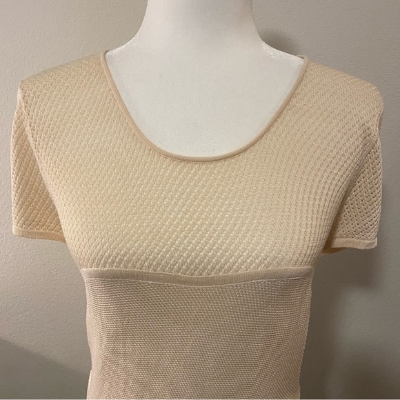 BCBGMAXAZRIA Emily Peplum Ivory Cream Short-Sleeve Blouse - Picture 9 of 15